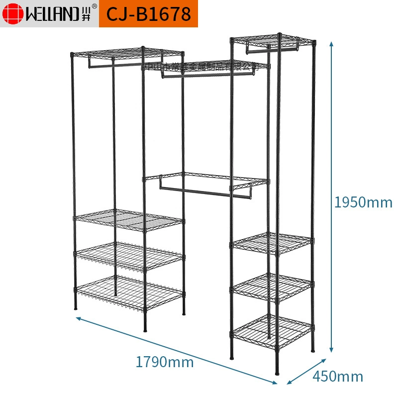 Kawai bedroom economical row combination wardrobe adjustable walk-in black powder coated large size wardrobe hanger