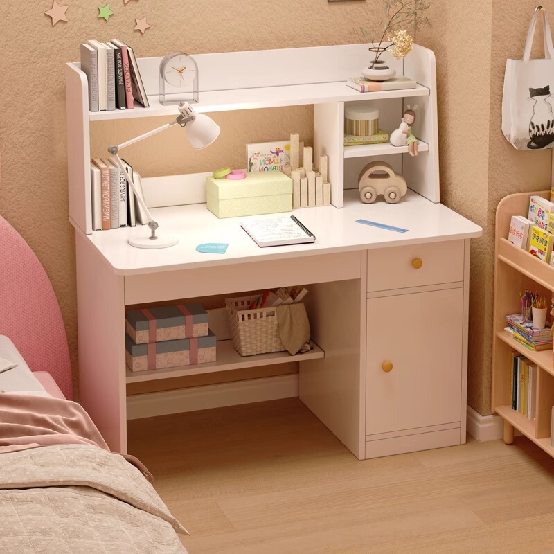 Desk Bookshelf Integrated Table Primary School Student Bedroom Writing Study Table and Chair Set Simple Home Computer Desk Bookcase