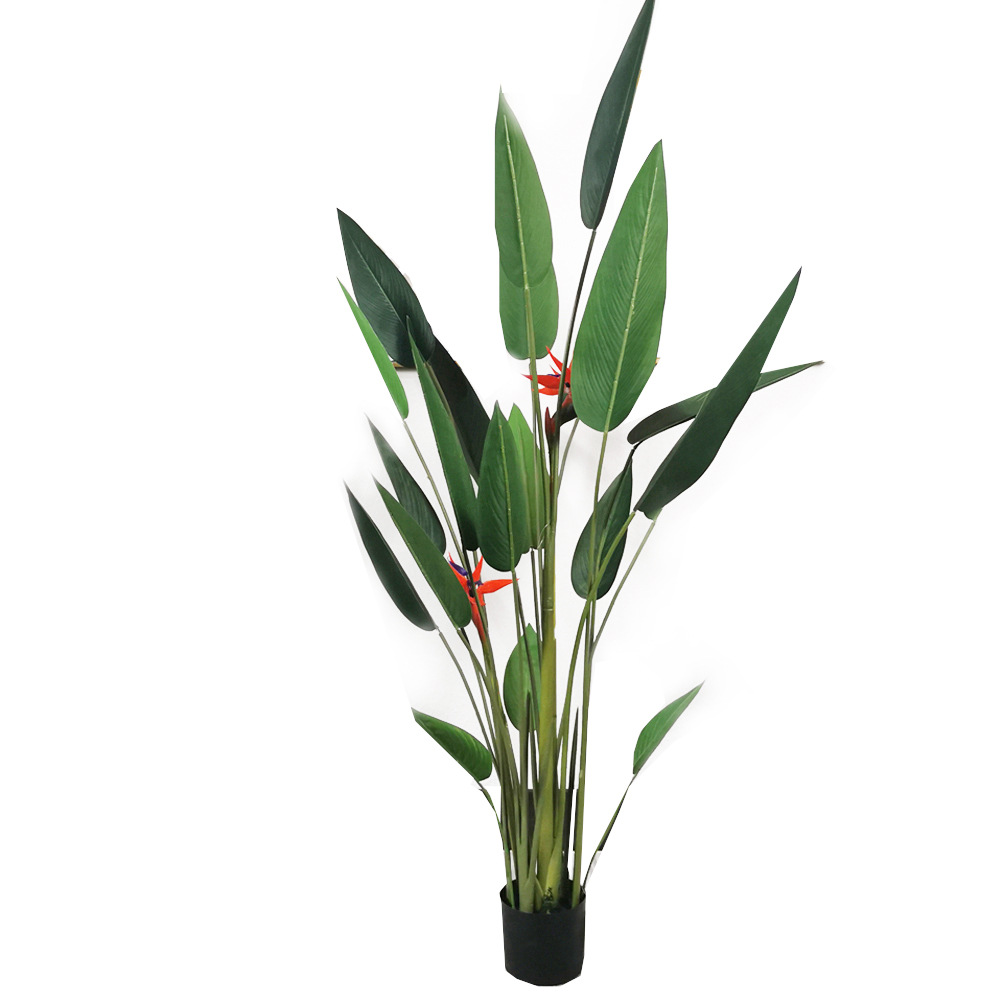 Pájaro del paraíso de simulación a gran escala, árbol falso, planta en maceta, sala de estar interior, árbol de hoja perenne de cuatro estaciones, planta verde de simulación, pájaro del paraíso de simulación