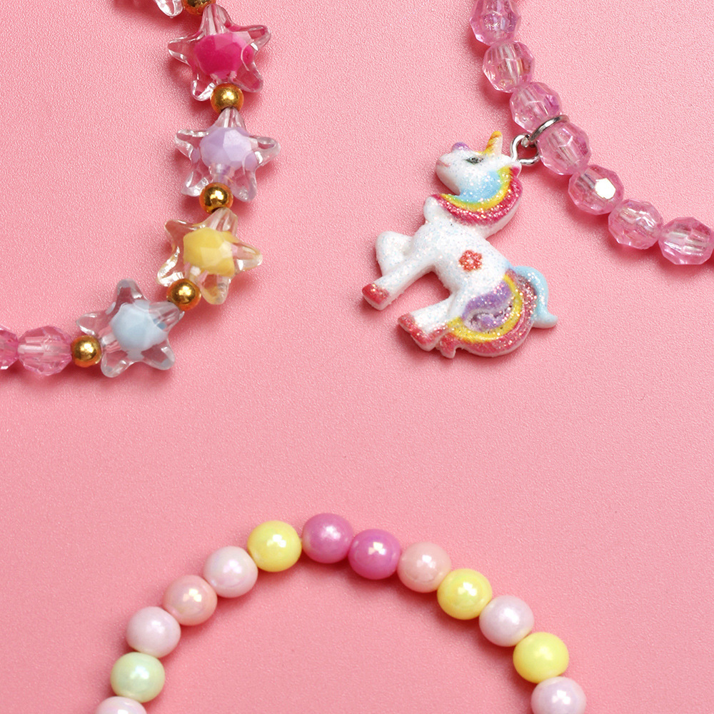 Cute Pentagram Unicorn Plastic Beaded Bracelets