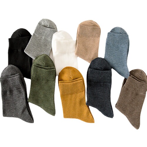 21 autumn and winter new socks men's mid-calf socks solid color flat men's cotton casual and comfortable business socks manufacturer wholesale