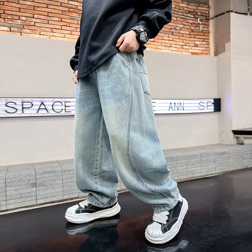 Children's Spring Pants 2025 Spring and Autumn Model, Jeans for Big Kids, Street Style Long Pants, Trendy and Cool