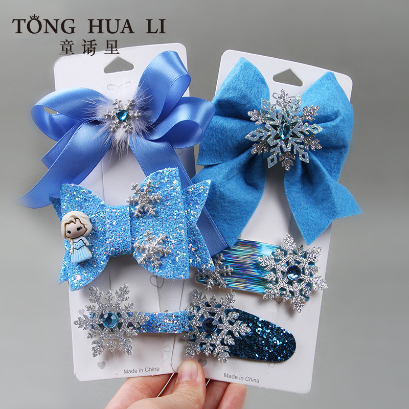 Children's Hairpin Set, New Mesh Bow, Kidsren's Hairpin Creative Style, Frozen Hair Accessories