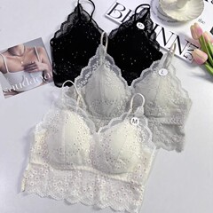 春夏新款蕾絲美背內衣固定杯性感吊帶抹胸細肩帶內衣美背一體杯