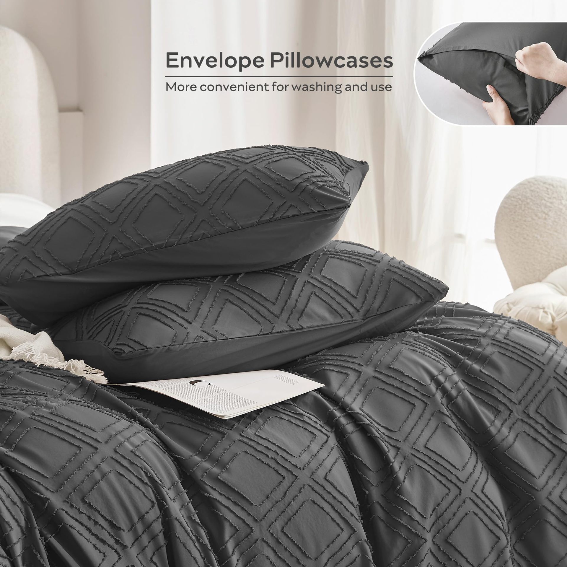 Dark Grey-grid Queen(90__&time