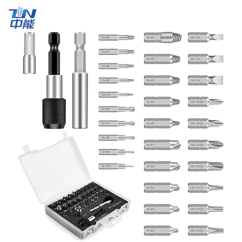 Extractor de tornillo de 33 piezas de acero de alta velocidad extractor de alambre roto traje de herramienta de alambre roto hilo inverso