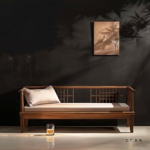 2025新中式国风黑胡桃白蜡木沙发布艺直排接待酒店民宿办公室家具