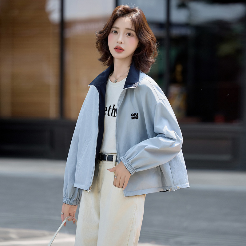 时尚立领风衣短外套女两面穿2025春秋新款高级感减龄休闲夹克上衣|undefined