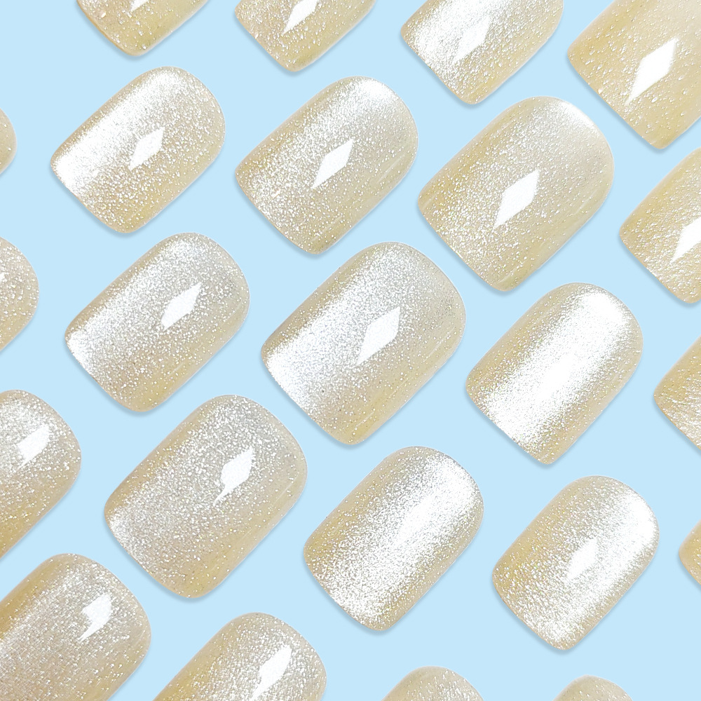 Un pequeño libro rojo transparente ojo de gato para usar uñas puras para blanquear las uñas 24 piezas de uñas falsas productos terminados venta directa al por mayor image 5