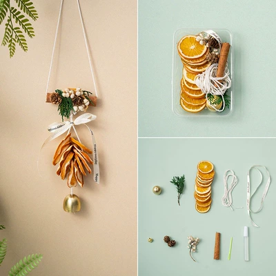 Orange Pendant Dried Flower Car | Car hanging - orange-double-orange-pair-c-style-diy-material-pack