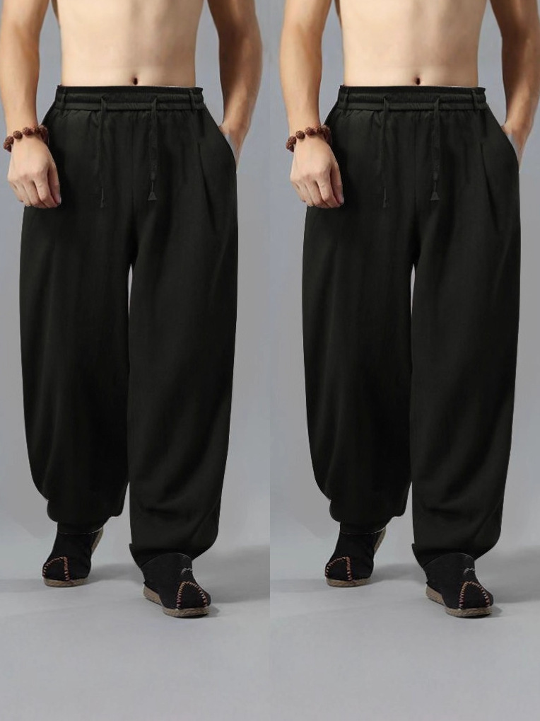 Ice Silk Pants Men's Summer Thin Breathable Drape Straight Casual Pants Trendy Loose Versatile Quick-Dry Harem Pants