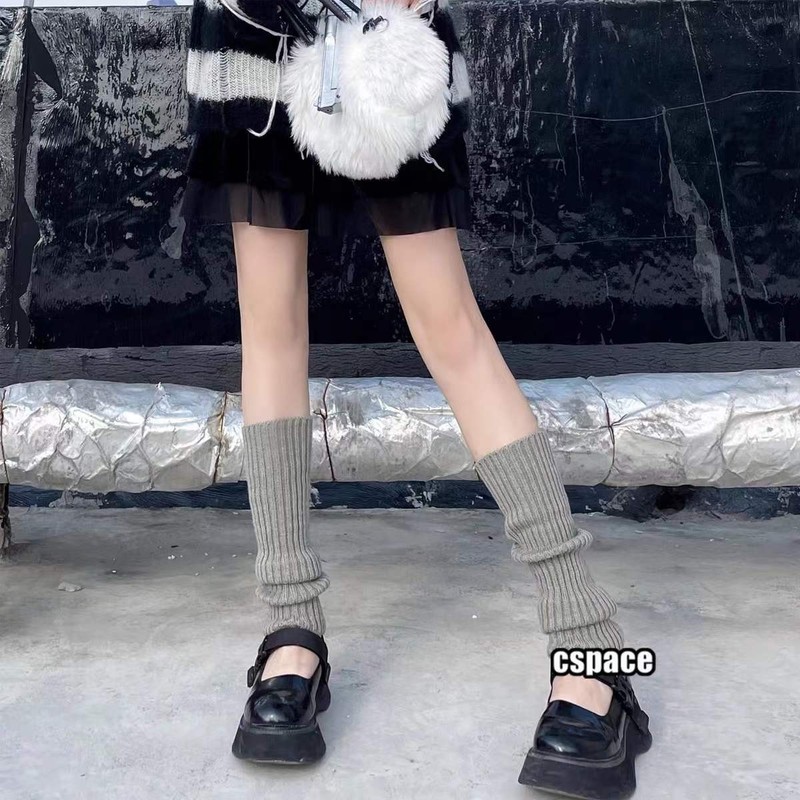 秋冬用ニット膝当てソックス、JK風、日本風、重ね履きソックス、レッグウォーマー、ロング丈、サブカルチャー、ロリータ風ソックス|undefined