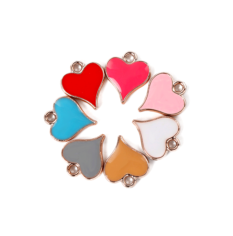Enamel Design 1 Piece 12 * 14mm Hole 2~2.9mm Plastic Heart Shape DIY Jewelry Accessories Pendant