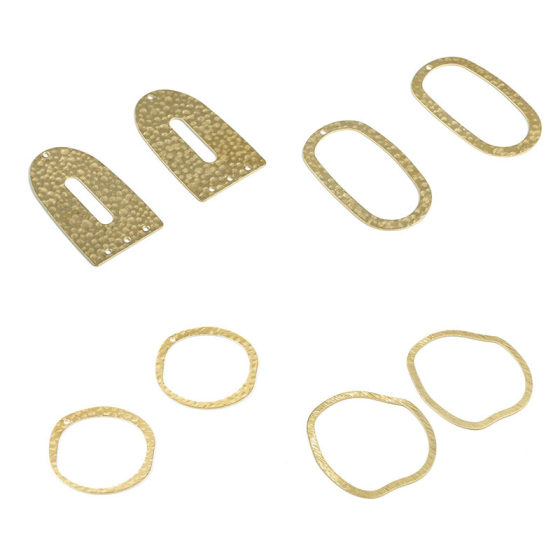 Simple European and American Style Oval Drop Shaped Brass Cutting DIY Accessories Handmade Material Earrings Necklace Pendant