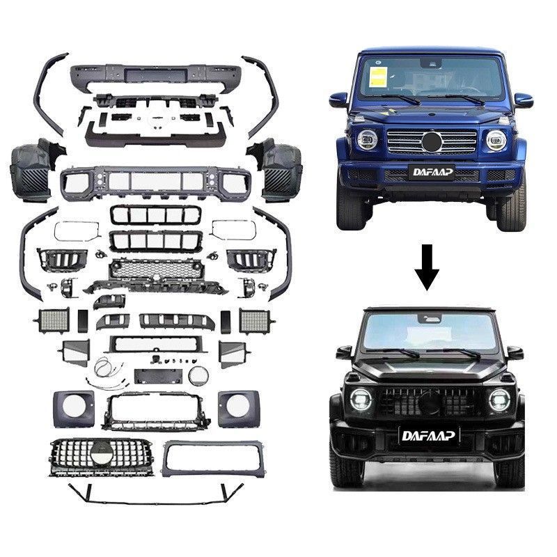 Mercedes-Benz G-Class W464 Modified to W465 Amg Wide-Body Front and Rear Bumpers, Front Bumper, Side Skirts, Rear Bumper, and Tail Throat