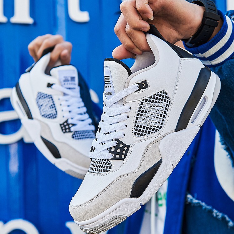 New Balance X Aj4 High-Top Basketball Shoes for Men and Women, White Cement Color, Paris Saint-Germain, Anti-Slip Air Cushion, Anti-Slip Rubber New Balance X Aj4 High-Top Basketball Shoes for Men and Women, White Cement Color, Paris Saint-Germain, Anti-Slip Air Cushion, Anti-Slip Rubber