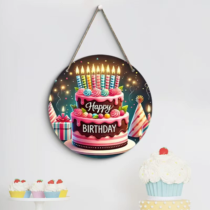 Круглый приветственный знак для двери в стиле дня рождения, популярный для трансграничных продаж, украшение для праздничной вечеринки, подвеска