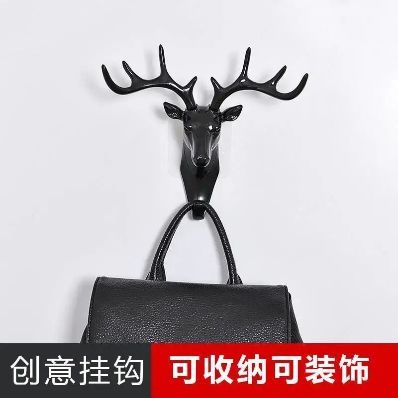 Creative deer antler wall-mounted strong adhesive hook, multi-functional clothing hanger without trace, no drill hook