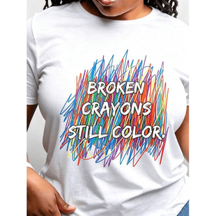 �W�a����Camiseta casual de manga corta para mujer con estamp