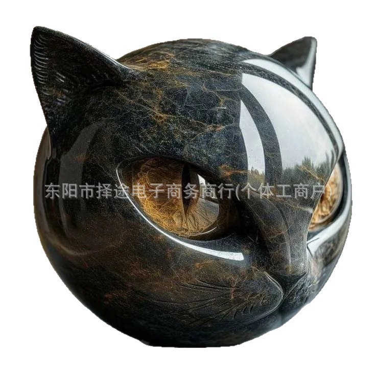 Luxury Black Cat Stone Sculpture – Elegant Home Décor & Gi|undefined