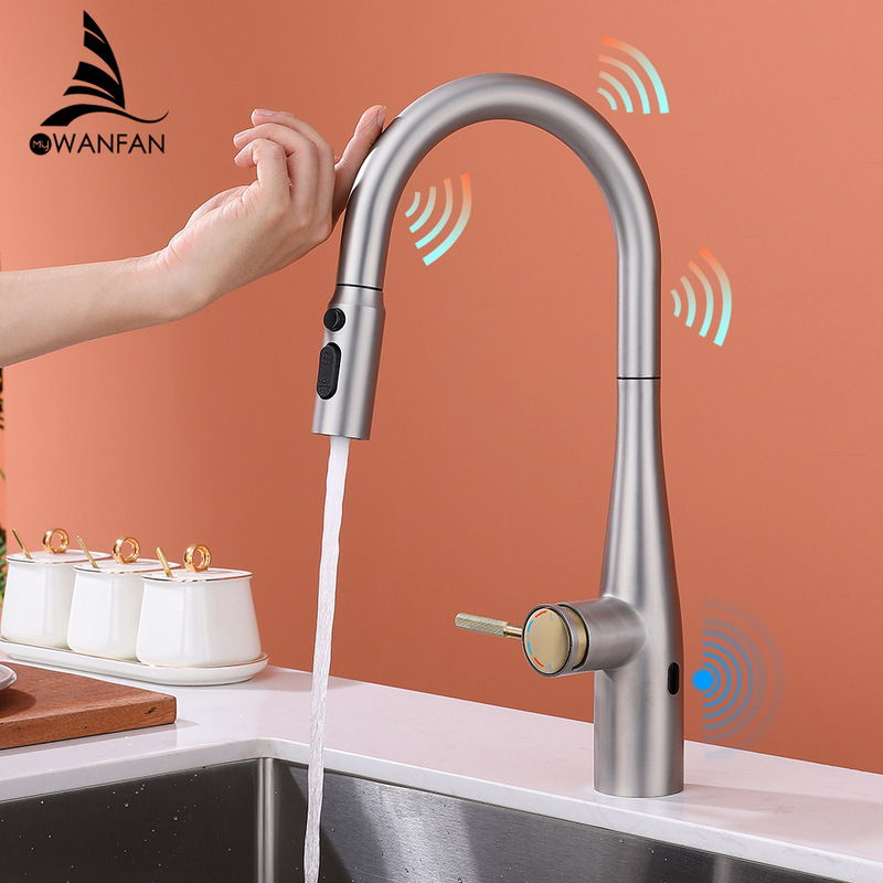 Touch-Sensitive Integrated Kitchen Hot and Cold Pull-Out Faucet Household Kitchen Rotating Faucet Sink Dishwashing Faucet Touch-Sensitive Integrated Kitchen Hot and Cold Pull-Out Faucet Household Kitchen Rotating Faucet Sink Dishwashing Faucet