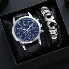 wristwatches men 3pcs 手表男士手链套装新款商务时尚皮带石英表