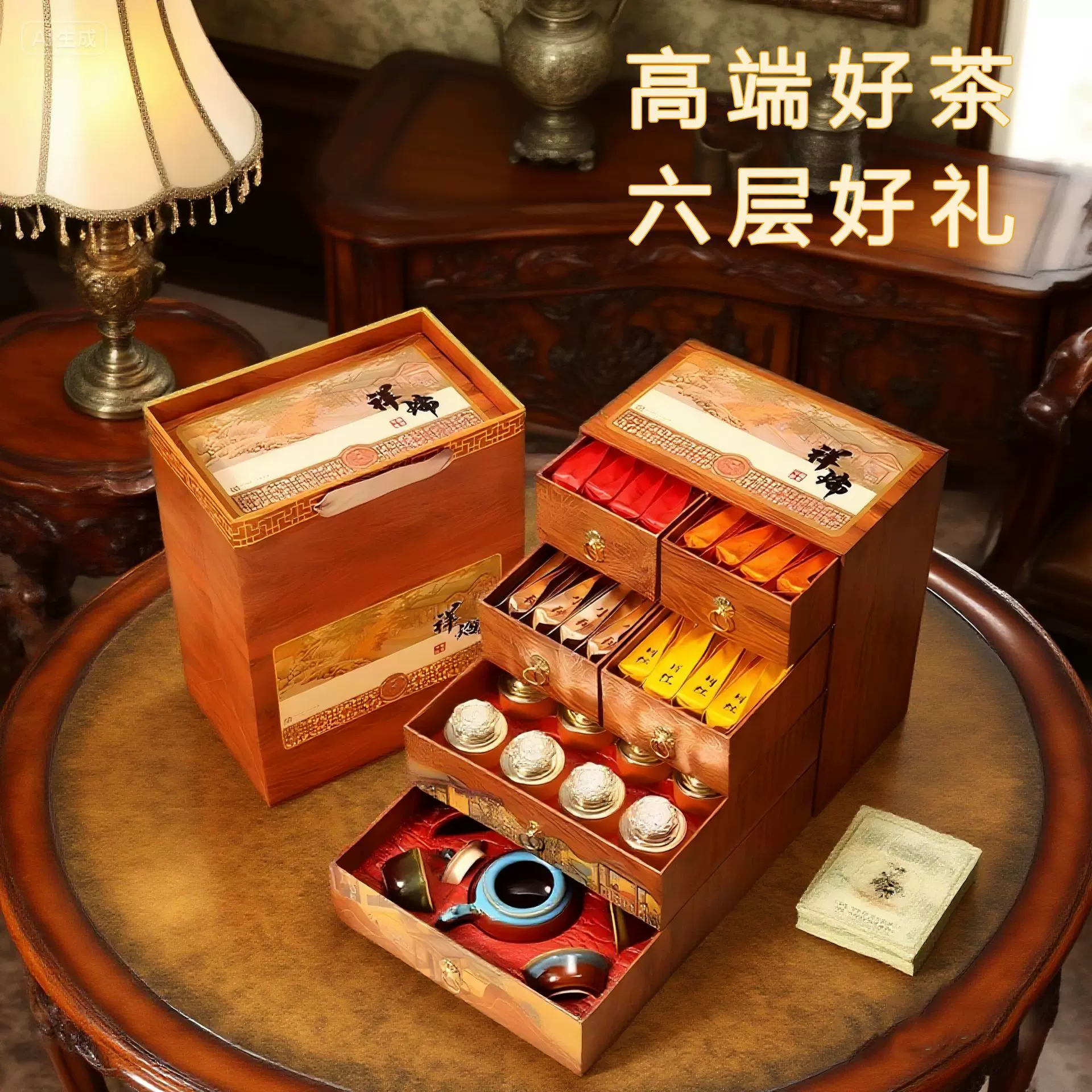 祥瑞茶叶大红袍肉桂乌龙茶红茶普洱茶高档高端茶叶礼盒装节日礼品