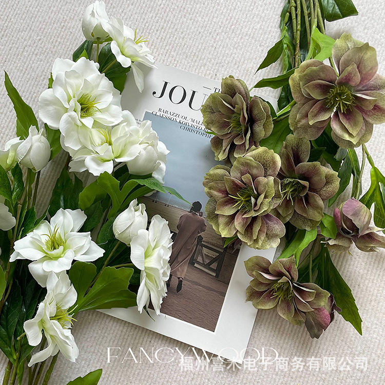 Factory Direct Sales Simulated High-Quality Double-Petaled Okra Iron Chopsticks Christmas Rose Rabbit Sunflower Modern Floral Design Factory Direct Sales Simulated High-Quality Double-Petaled Okra Iron Chopsticks Christmas Rose Rabbit Sunflower Modern Floral Design