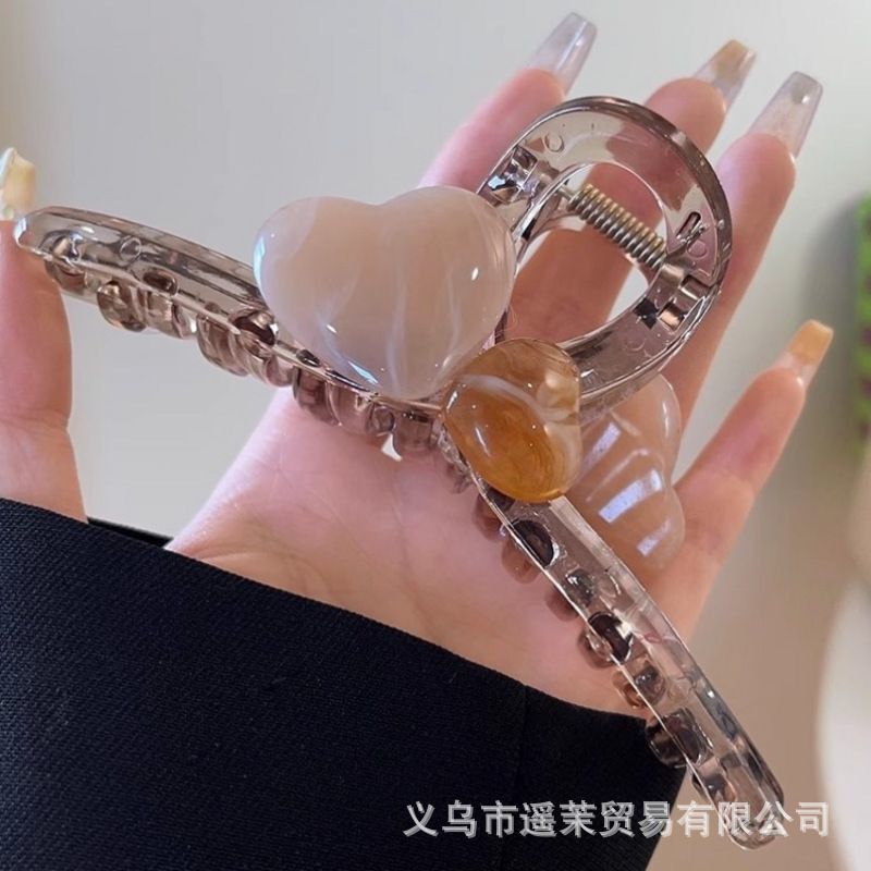 咖色磨砂抓夹女2025年新款发夹后脑勺大号发量多鲨鱼夹子发卡头饰|undefined