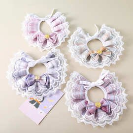 宠物口水巾猫咪蝴蝶结蕾丝边项圈狗狗可爱公主风装饰围脖用品批发