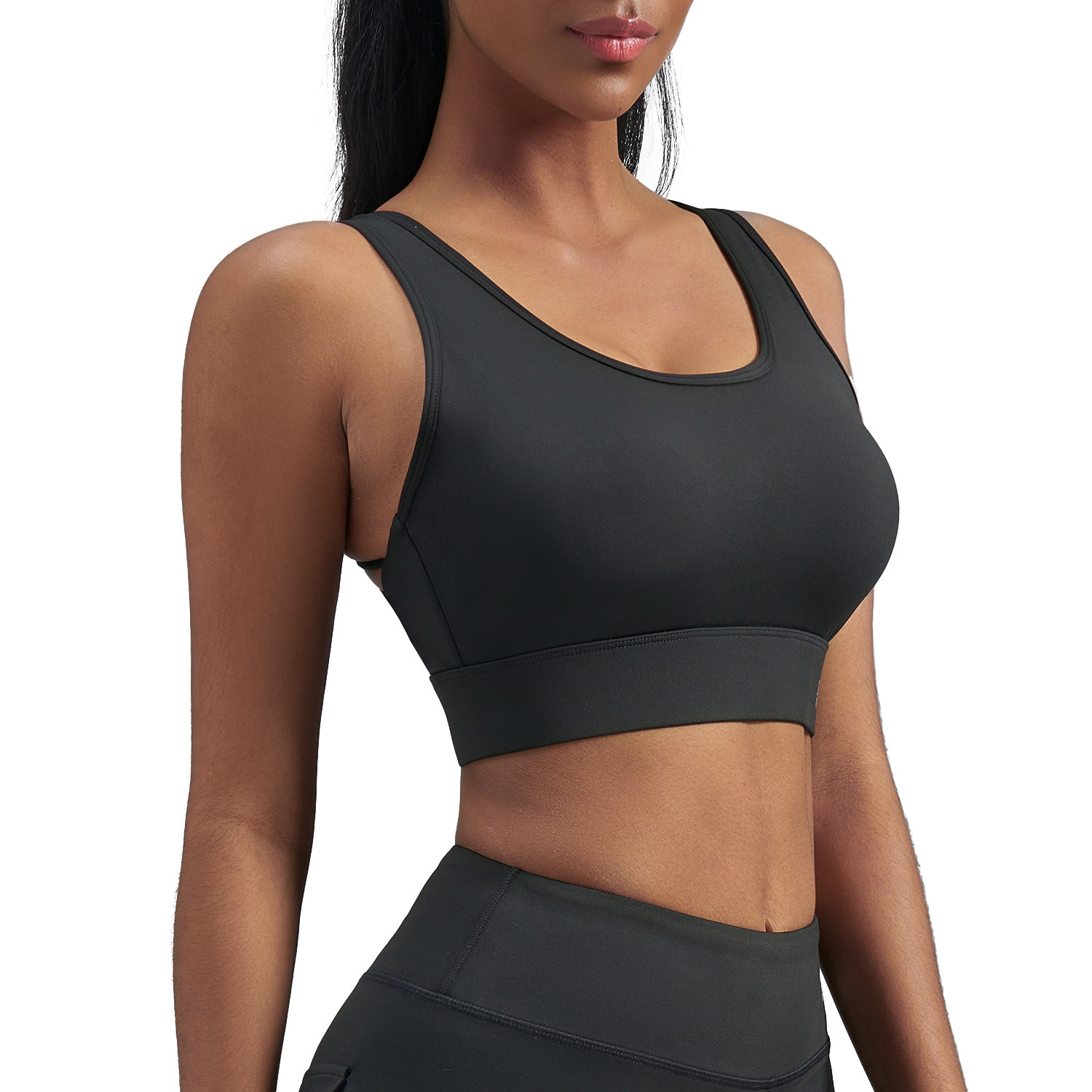 Juyi Tang tamaño europeo transfronterizo glutinoso bala unilateral abrasivo chaleco de bra deportivo cruzado belleza de espalda fitness yoga ropa interior mujer