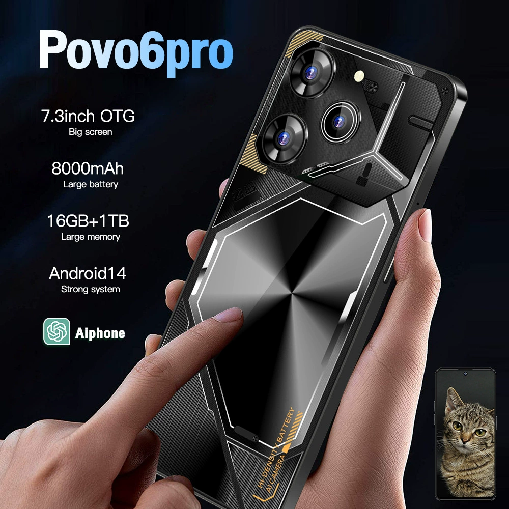 Товарищество на границе новая внешняя торговля мобильный телефон Povo6Pro супер большой экран 16+1T Android смартфон источник фабричная цена
