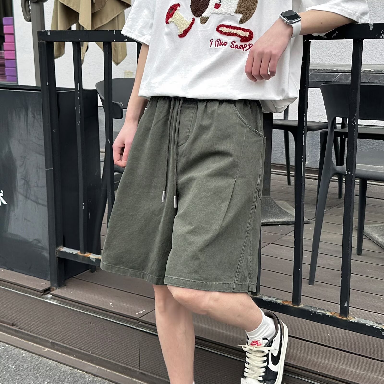 美式复古潮牌短裤男士夏季新款高级感休闲裤子男生痞帅直筒五分裤