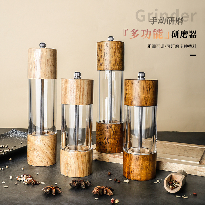 アクリル胡椒研磨器手動現磨胡椒粉塩神器海塩サンショウ黒胡椒粒研磨瓶|undefined
