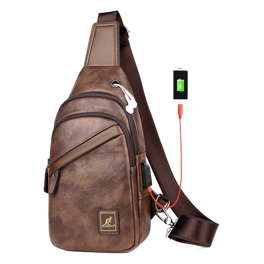 Cross-Border Wholesale Double-Layer Men's Chest Bag Men's Bag Fashion Casual Shoulder Bag Crossbody Bag Korean Style Small Chest Backpack Trendy