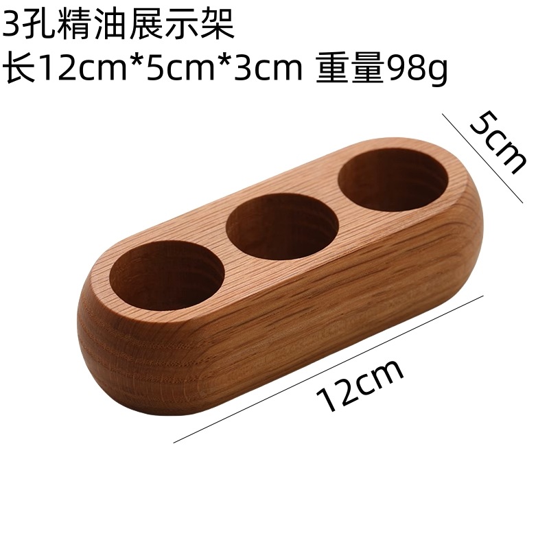 3 agujeros 9 agujeros de roble rojo lápiz labial caja de almacenamiento de aceite esencial marco de madera maciza salón de belleza aromaterapia botella de aceite esencial marco de exhibición de escritorio