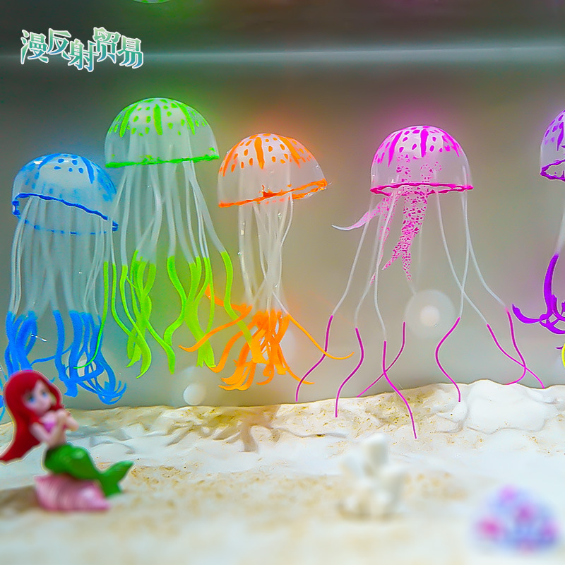 Spot color simulación medusas ornamento de tanque de mar al por mayor decoración de tanque de peces paisajismo rocalla hierba de agua corales blandos