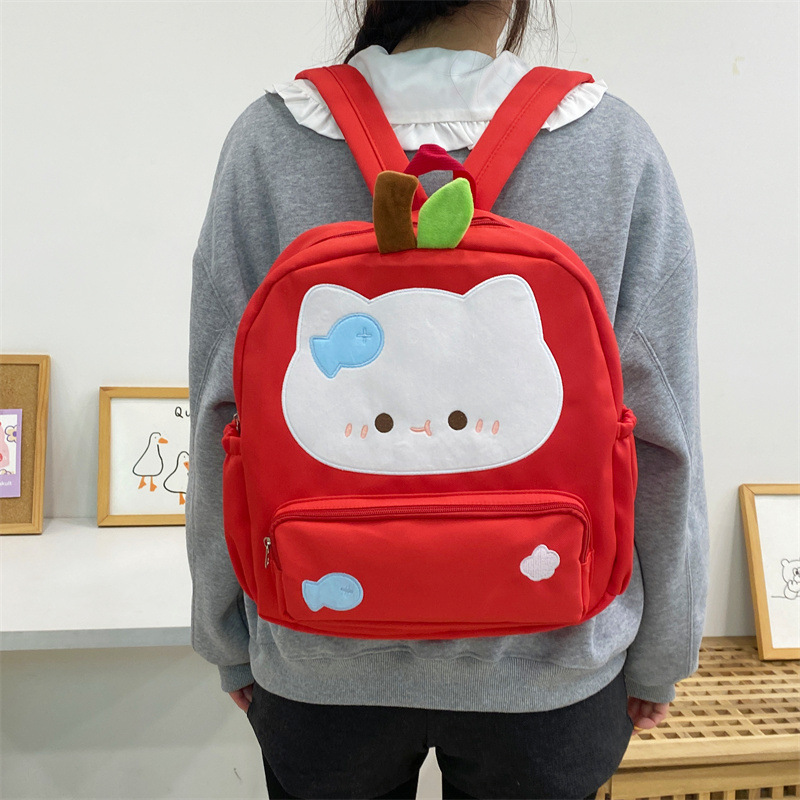 Original lindo gato de manzana mochila de dibujos animados estudiantes de viaje libro mochila de gran capacidad