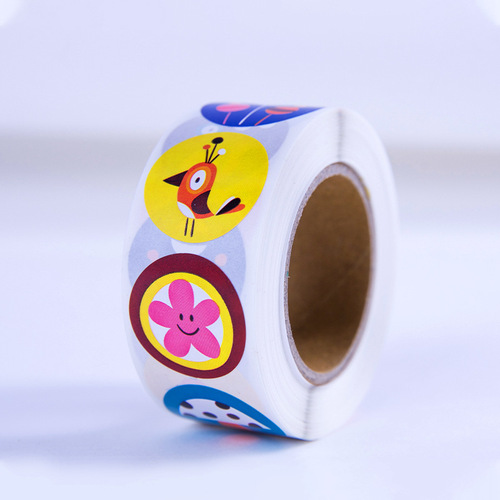 Wholesale children's teacher reward stickers in rolls Thank You cartoon stickers flowers and animals in rolls