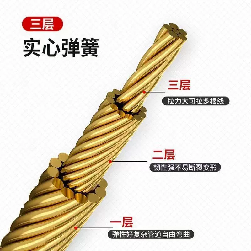 Wire threader, pure steel spring cable, flexible electrician puller, lengths 5–100 m