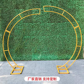 2025新款花门铁艺婚庆异形圆环架子背景装饰拱门圆形花门双杆圆环