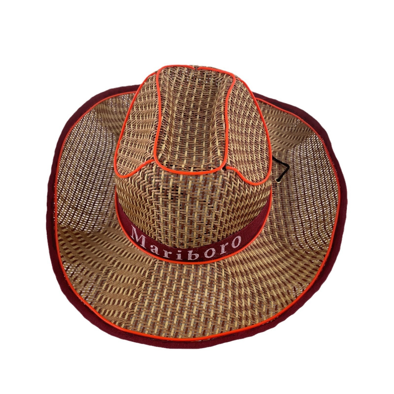 #614-2 3V无线款-草帽发光牛仔帽(翘沿酒红)(红色)