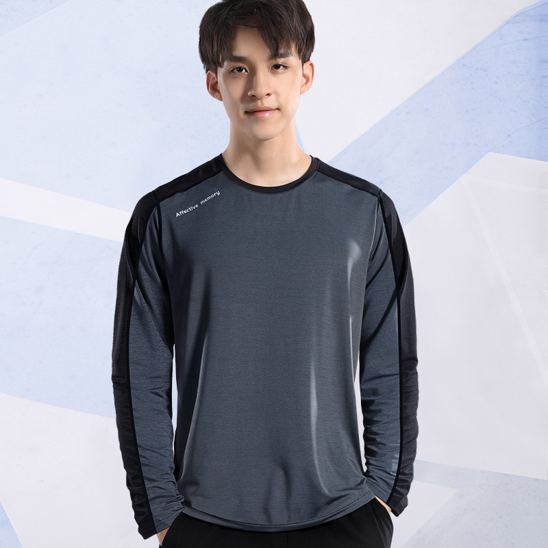 Camiseta deportiva de mangas largas para hombres secos rápidos sueltos de cuello redondo entrenamiento de tiro de baloncesto ropa de primavera chaqueta de fitness