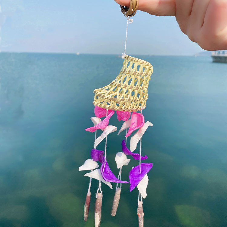 Shell Conch Wind Chime Internet Celebrity Creative Small Basket Boots Straw Hat Fan In Stock Random Wholesale Festival Gift_voghion.com