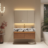 Каменная тарелка красного дуба в ванной комнате комбинация ретро Средневековое ветровое изогнутое изогнутое интегрированное бассейн для мытья бассейн