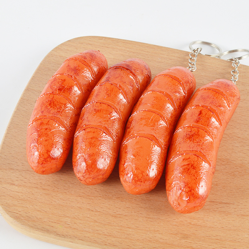 Simulation desktop sausage grilled sausage Taiwan ham sausage fake hot dog food food model keychain photo props