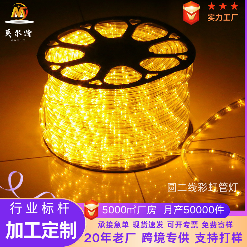 Rainbow Tube Led Round Two-Wire Light String Light with Colorful Lights Outdoor Waterproof Light Festival Neon Light Flexible Rainbow Tube Light