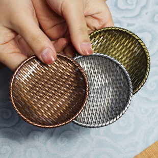 Factory direct round woven coaster heat insulation mat Kung Fu tea tea ceremony accessories antique non-slip tea set anti-scalding