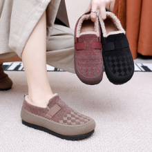 冬季新款加绒加厚保暖女士棉鞋平底勃肯鞋老北京布鞋女防滑妈妈鞋