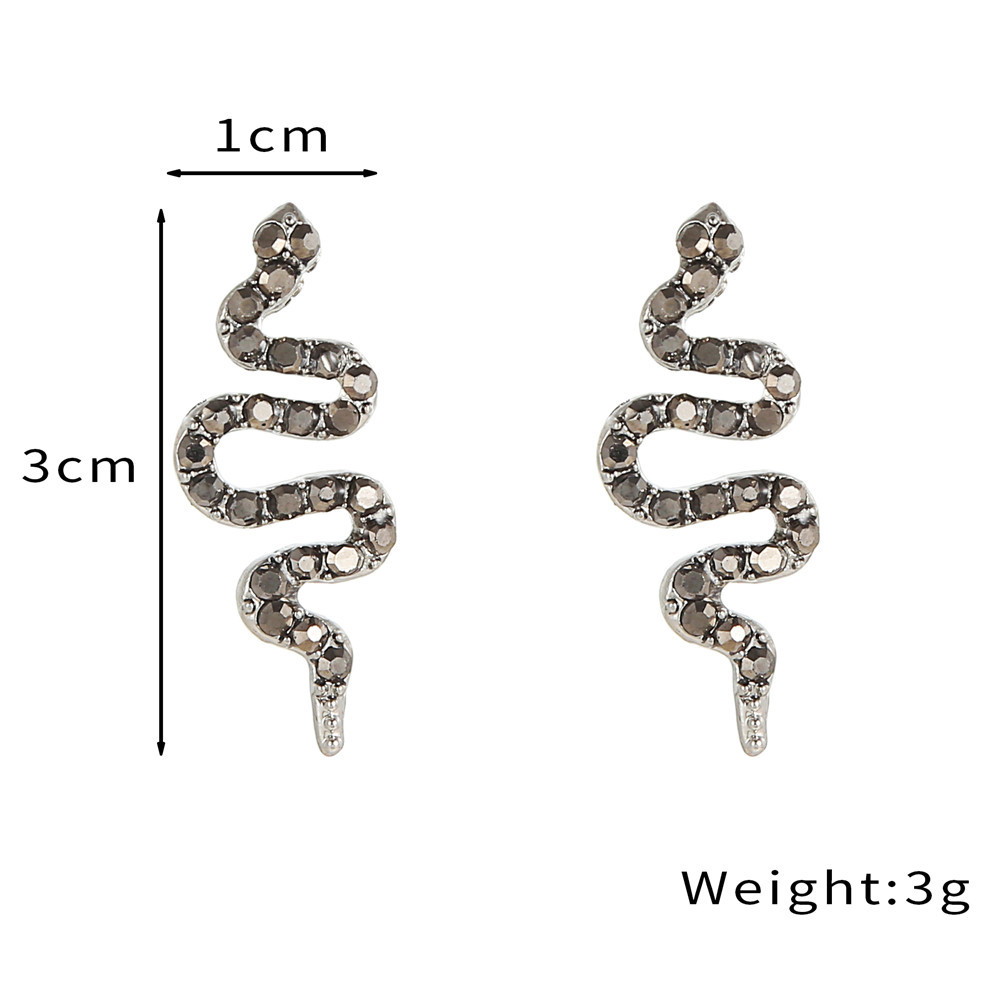 European And American Diamond-studded Snake-shaped Earrings Geometric Metal Zodiac Snake Element Earrings display picture 1